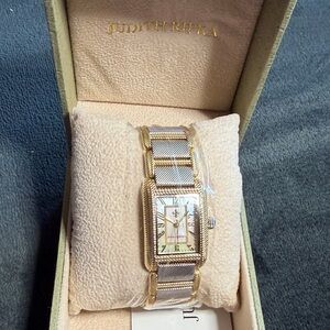 NIB Judith Ripka Lexington Two-Tone Watch - White MOP Dial -with Protective Film
